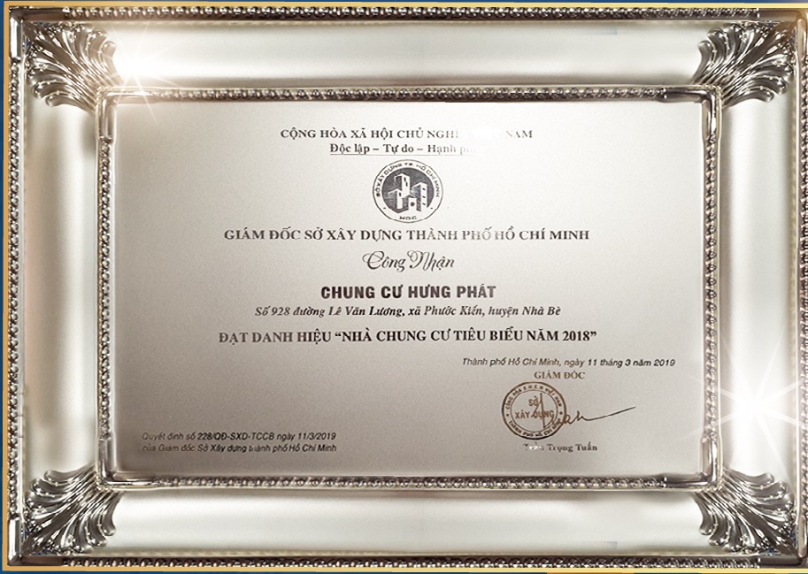 Dự Án Chung cư Hưng Phát được cấp chứng nhận 